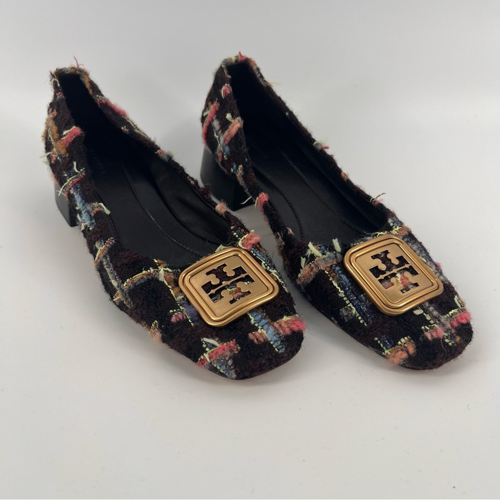 Tory Burch Georgia Block Heel Pumps - Brown Tweed - Size 10 - EUC - Picture 2 of 6